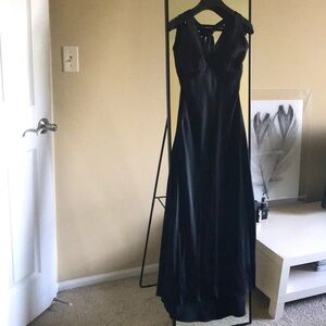 BCBGMaxAzria Black Satin Halter Dress